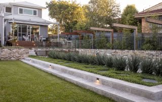 Sloped backyard landscape design