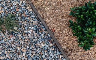 Clean separation lines between stones and garden bed